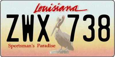 LA license plate ZWX738