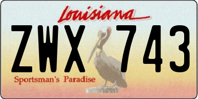 LA license plate ZWX743