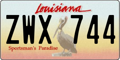 LA license plate ZWX744