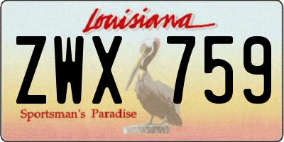 LA license plate ZWX759