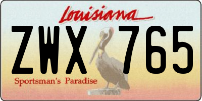 LA license plate ZWX765