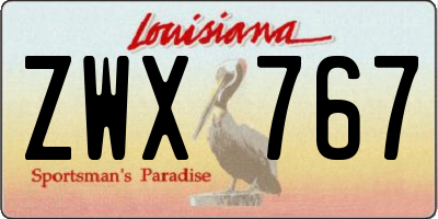 LA license plate ZWX767