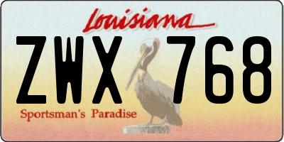 LA license plate ZWX768