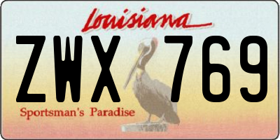 LA license plate ZWX769