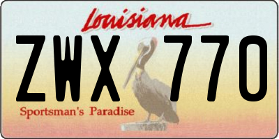 LA license plate ZWX770