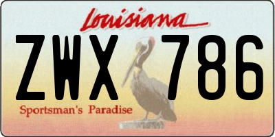 LA license plate ZWX786