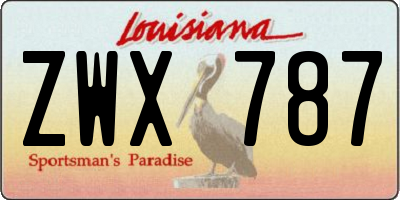 LA license plate ZWX787