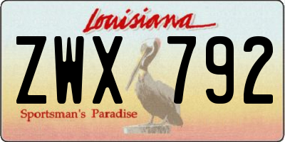 LA license plate ZWX792