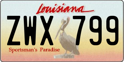 LA license plate ZWX799