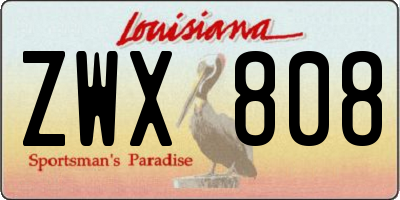 LA license plate ZWX808