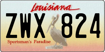 LA license plate ZWX824