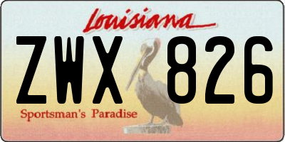 LA license plate ZWX826