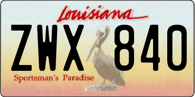 LA license plate ZWX840