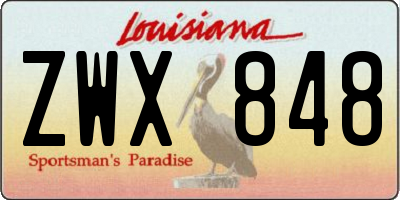 LA license plate ZWX848