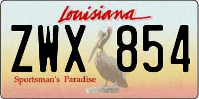 LA license plate ZWX854