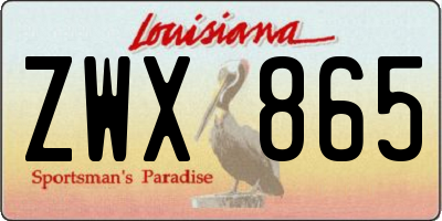 LA license plate ZWX865
