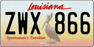 LA license plate ZWX866