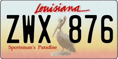 LA license plate ZWX876