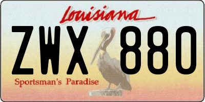 LA license plate ZWX880