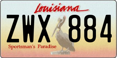 LA license plate ZWX884