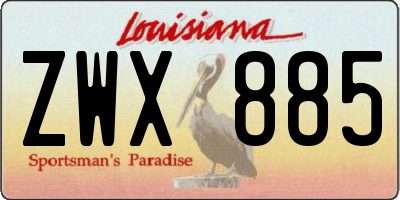 LA license plate ZWX885