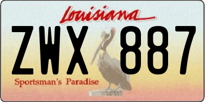 LA license plate ZWX887