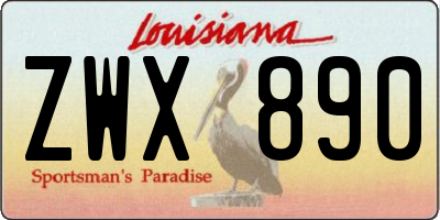 LA license plate ZWX890