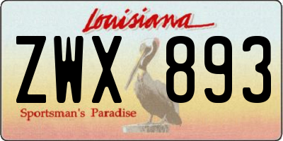 LA license plate ZWX893