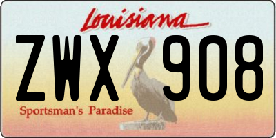 LA license plate ZWX908