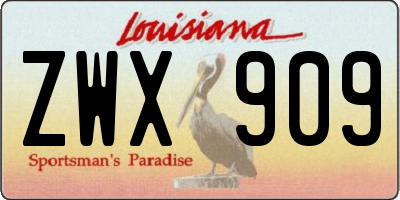 LA license plate ZWX909