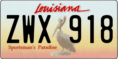 LA license plate ZWX918