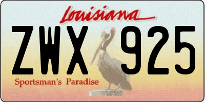 LA license plate ZWX925