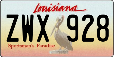 LA license plate ZWX928