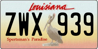 LA license plate ZWX939