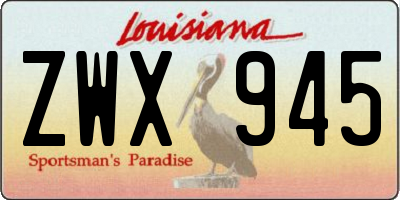 LA license plate ZWX945