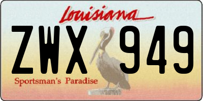 LA license plate ZWX949