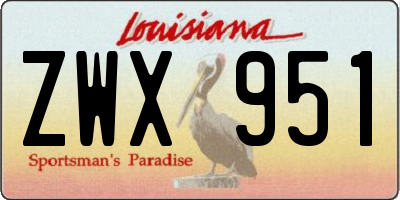 LA license plate ZWX951