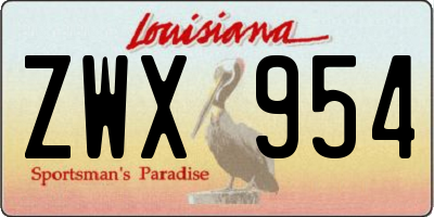 LA license plate ZWX954