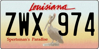 LA license plate ZWX974