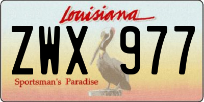 LA license plate ZWX977