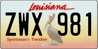 LA license plate ZWX981