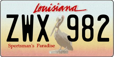 LA license plate ZWX982