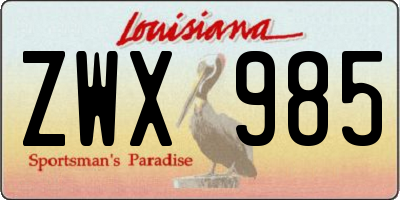 LA license plate ZWX985