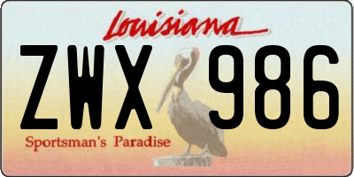 LA license plate ZWX986