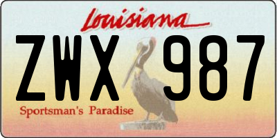LA license plate ZWX987