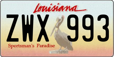LA license plate ZWX993