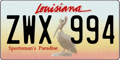 LA license plate ZWX994