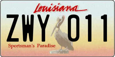 LA license plate ZWY011