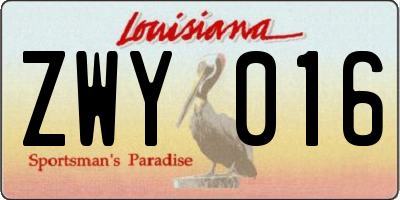 LA license plate ZWY016