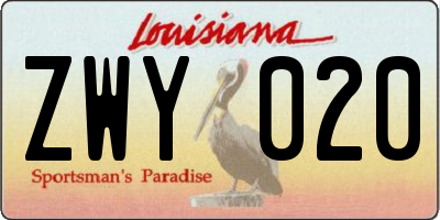 LA license plate ZWY020